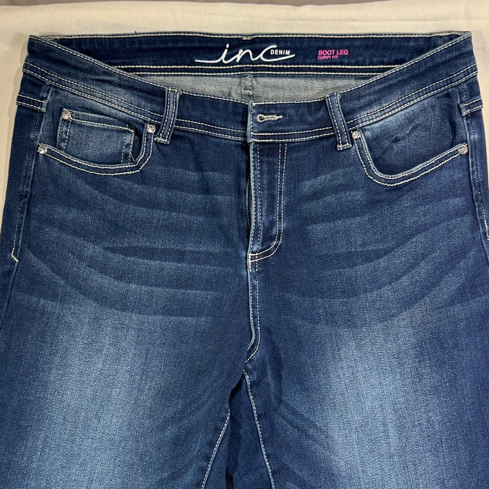 INC International Concepts Women's Boot Leg Jeans - Dark Blue